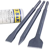 S&amp-R Cincel SDS Plus - Juego de 3 Cinceles: cincel plano 14x250x20- cincel a pala 14x250x40- cincel 14x250mm- Linea…
